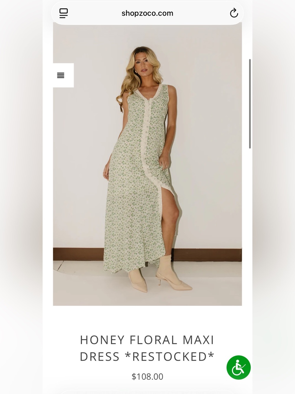 ZOCO NWT Honey Floral Maxi Dress